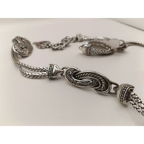 Brighton vintage silver-tone metal chain-link belt 32" extends to 36" - Picture 7 of 11